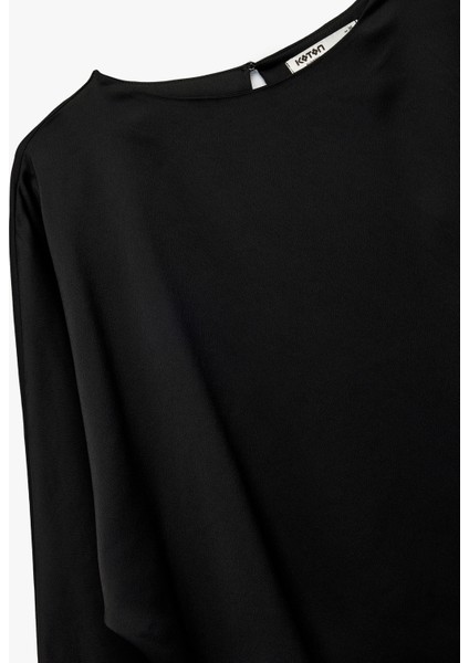 Uzun Kollu Bisiklet Yaka Volanlı Bluz indirimleri