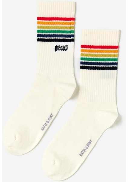 Baskılı 4'lü Paket Soket Çorap Ekru fırsatları