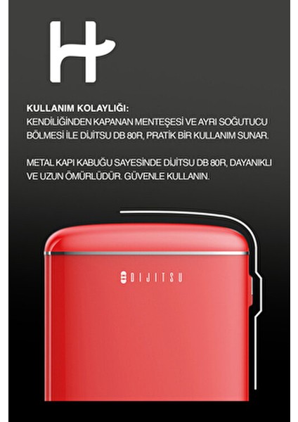 DB80RRE E Enerji Sınıfı 45 Lt Statik Retro Kırmızı Mini Buzdolabı Mekanik Kontrol ile modelleri