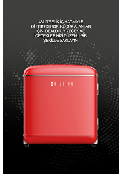 DB80RRE E Enerji Sınıfı 45 Lt Statik Retro Kırmızı Mini Buzdolabı Mekanik Kontrol ile fırsatları