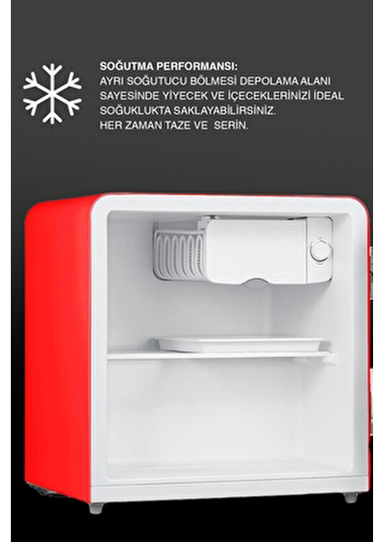 DB80RRE E Enerji Sınıfı 45 Lt Statik Retro Kırmızı Mini Buzdolabı Mekanik Kontrol ile indirimleri