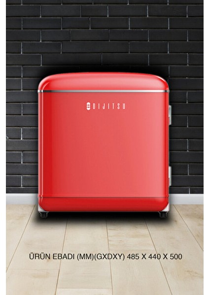 DB80RRE E Enerji Sınıfı 45 Lt Statik Retro Kırmızı Mini Buzdolabı Mekanik Kontrol ile