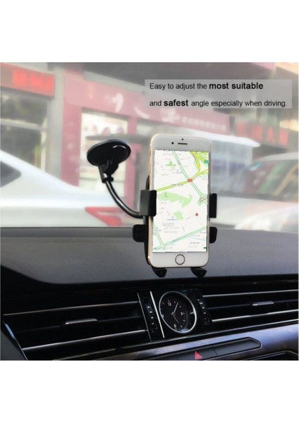 Araç Içi Telefon Tutucu-Cama Yapışan Vantuzlu Teleskobik JS-011 Mıknatıslı Beyaz Belirtilmemiş Vantu
