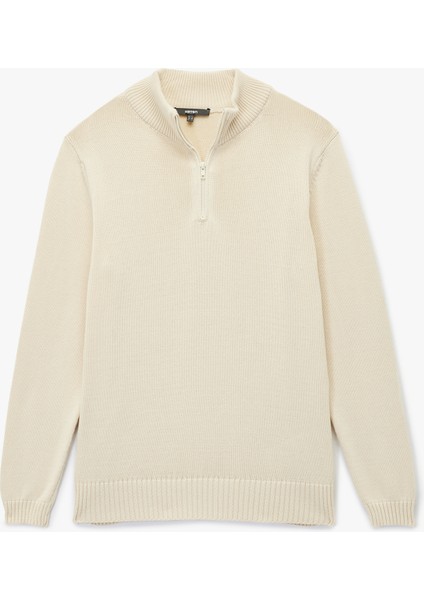 Pamuklu Uzun Kollu Yarım Fermuarlı Triko Kazak modelleri