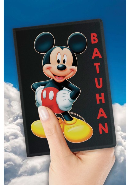 Isim Yazılı Pasaport Kılıfı Desenli Pasaport Kabı Kişiye Özel - Mickey