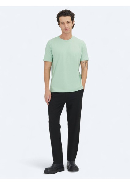 Mint Düz Bisiklet Yaka %100 Pamuk T-Shirt fiyatları