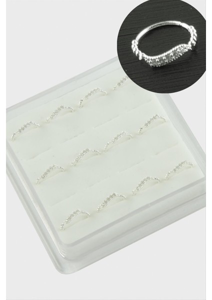 Zirkon Halka Gümüş Hızma 12 Adet