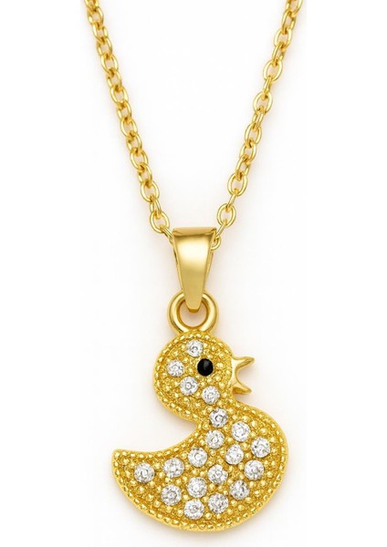 Gold Beyaz Taşlı Ördek Figür Çelik Kolye fiyatları
