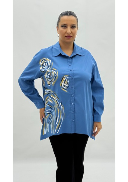 Büyük Beden Pamuklu Düğmeli Uzun Kol Oversize Kadın Gömlek fiyatları