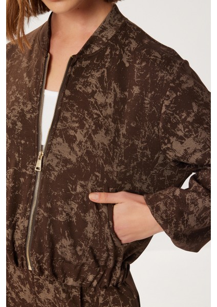 Fermuarlı Desenli Alt-Üst Örme Takım LCI0053 Kahverengi indirimleri