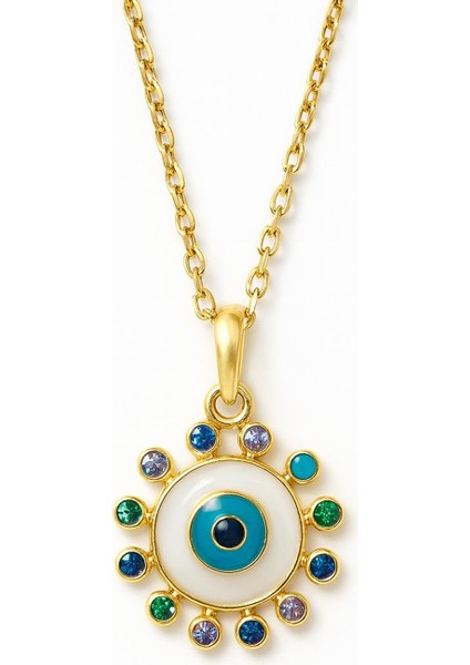11 Taşlı Silindir Nazar Mavi Göz Çelik Kolye fiyatları