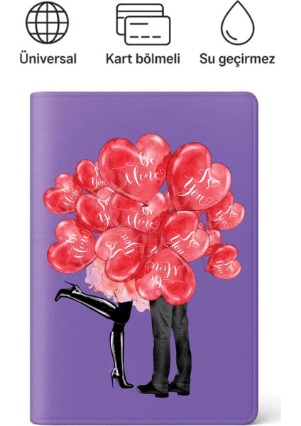 Pasaport Kılıfı Pasaportluk Desenli Pasaport Kabı Su Geçirmez Balayı