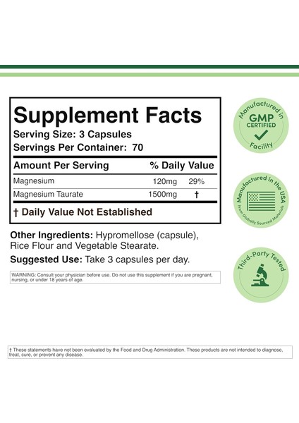 Magnesium Taurate Cardiovascular Health To Boost 210 Vegan Caps fırsatları