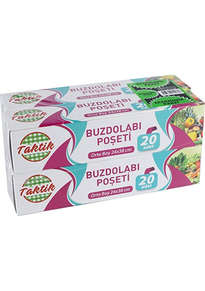 3 Adet Taktik Buzdolabı Poşeti Orta Boy 4 Lü Paket