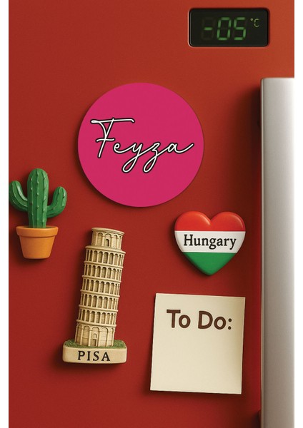 Kişiye Özel Isim Yazılı Mutfak ve Ofis Için Yuvarlak Beyaz Buzdolabı Magnet Jumbo Boy DIZAYN37