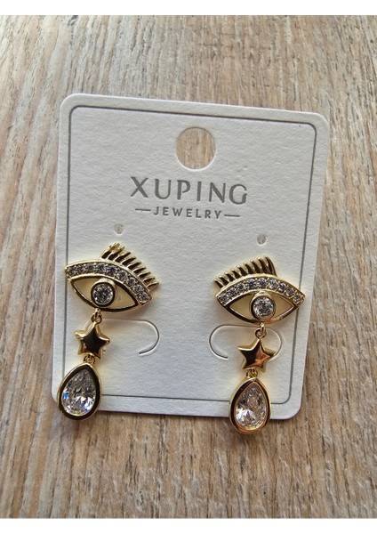 Minimal Sallantılı Göz Desen Zirkon Taşlı Kadın Küpe