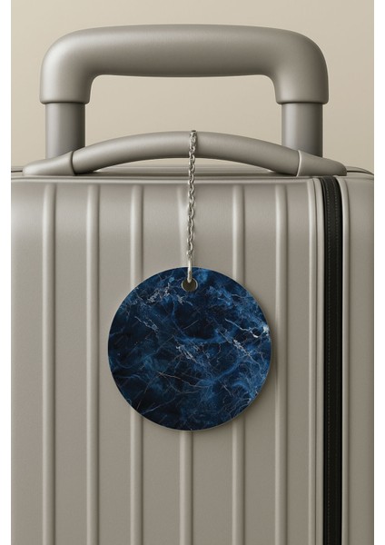 Pleksi Zincirli Bavul Etiketi Seyahat Tatil Için Tasarım Valiz Etiketi Koyu Mermer