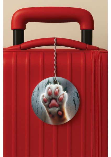 Desenli Baskılı Pleksi Zincir Aparatlı Bavul Etiketi Valiz Etiketi Patty Cat