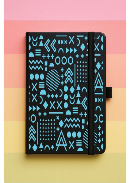 Geometrik Baskılı Tarihsiz Yuvarlak Köşeli Desenli Uv Termo Defter