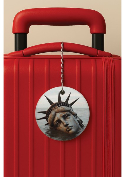 Desenli Baskılı Pleksi Zincir Aparatlı Bavul Etiketi Valiz Etiketi Özgürlüğün Sonu