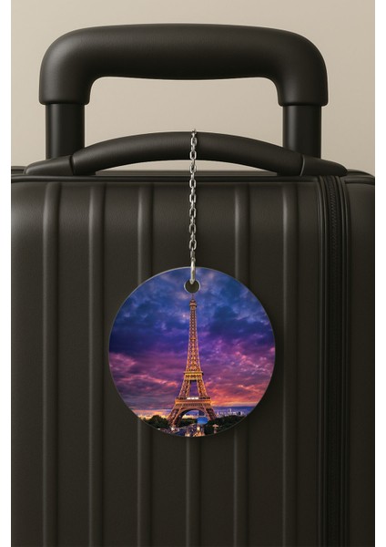 Eyfel Desenli Uv Baskılı Pleksi Bavul Etiketi Seyahat Tatil Valiz Etiketi