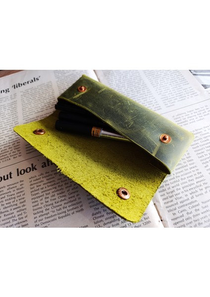 Crazy Gerçek Deri Tamamen El Emeği Özel Kalemleriniz Için Kalemlik Kalemkutu (15.5x6.5 ) LMN25 indirimleri