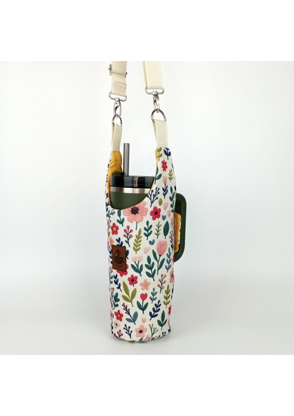 El Yapımı Çıtı Pıtı Çiçek Desenli Matara Termos Kılıfı Kulplu Model Quencher Pipetli 1,18 fırsatları