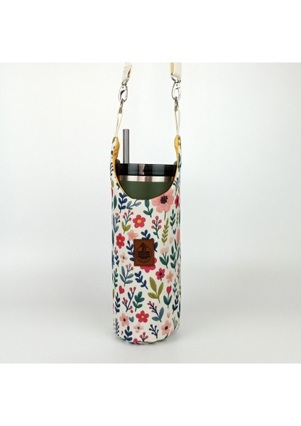 El Yapımı Çıtı Pıtı Çiçek Desenli Matara Termos Kılıfı Kulplu Model Quencher Pipetli 1,18 indirimleri