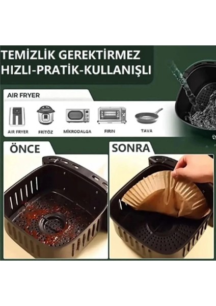 Air Fryer Xl-Xxl Uygun Büyük Boy Fritöz Pişirme Kağıdı Kare Tabak Model (50 Adet)