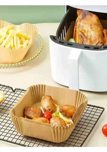 Air Fryer Xl-Xxl Uygun Büyük Boy Fritöz Pişirme Kağıdı Kare Tabak Model (50 Adet) modelleri