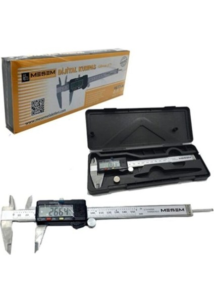 150 mm Dijital Kumpas 6" Cvr Çelikten Dijital Taşıma Çantalı Çelik Kumpas