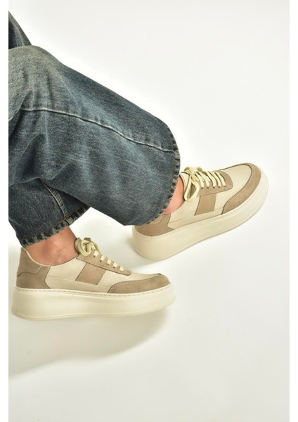 V274949109 Bej Kalın Tabanlı Spor Ayakkabı Sneakers