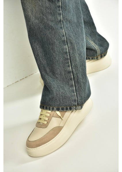 V274949109 Bej Kalın Tabanlı Spor Ayakkabı Sneakers modelleri