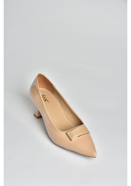 V250521108 Ten Rugan Kalın Topuklu Sivri Burun Kadın Ayakkabı