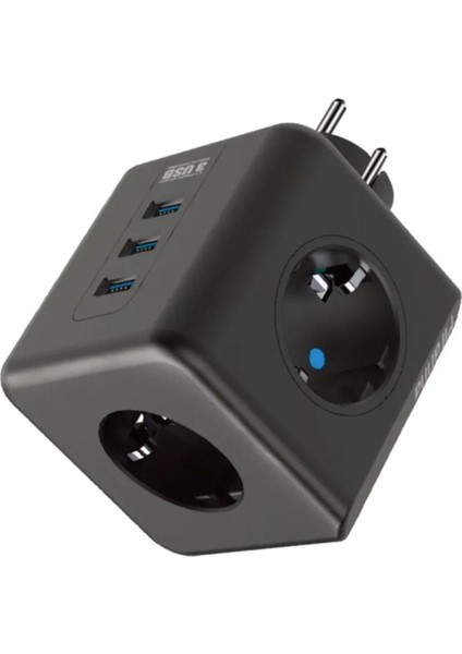 Termal Akım Korumalı Priz Çoklayıcı - 3 USB - 3 Priz Girişli Küp Priz modelleri