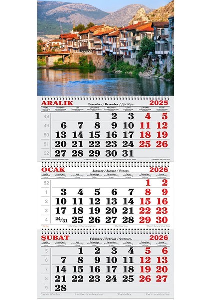 2026 Yılı Gemici Takvimi-Yalıbolu Evleri Amasya