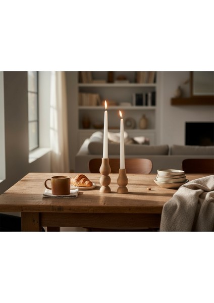 El Yapımı Dekoratif Mumluk Şamdan 2’li Set