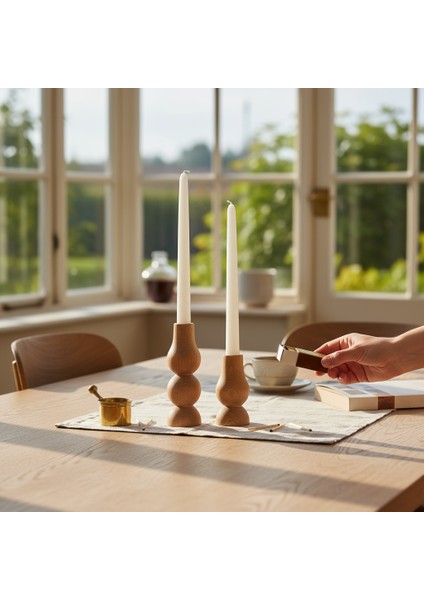 El Yapımı Dekoratif Mumluk Şamdan 2’li Set