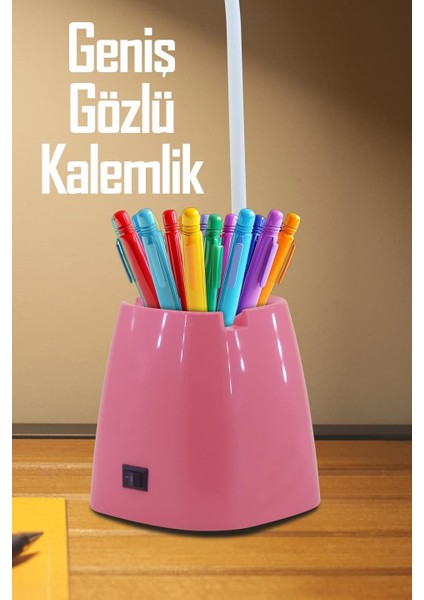 Masa Lambası Kalemlikli Telefon Tutuculu Kablolu LED Ders Çalışma Lambası fırsatları