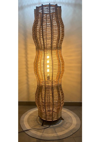 Bohem,ahşap,jüt,hasır,rustik,modern,doğal El Yapımı Lambader 135*32