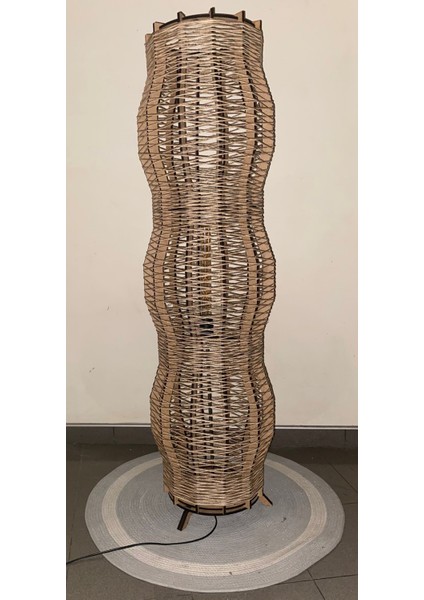 Bohem,ahşap,jüt,hasır,rustik,modern,doğal El Yapımı Lambader 135*32