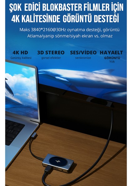 Taşınabilir Dock Istasyonu 9 In 1 HUB007 15W Kablosuz Şarj Özelliği, 2x USB 3.0 5gbps, Ethernet 10,100,1000MBPS, Hdmi, 3.5mm Aux, Sd/tf, Vga, Displayport/mini Dp, Type-C, MacBook Ile Uyumlu indirimleri