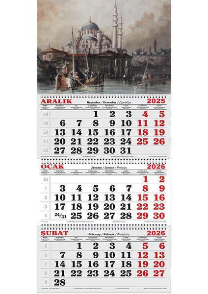 2026 Yılı Gemici Takvimi-Thomas Allom Camii Gravürü 1838