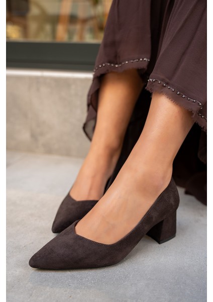 Fiona Acı Kahve Süet Kalın Topuklu Ayakkabı fiyatları