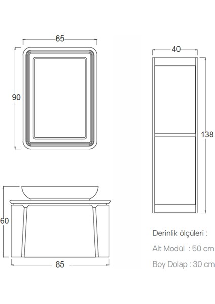 Grande Banyo Dolabı 85 cm (Boy Dolabı Dahil Değildir.) indirimleri