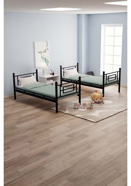 Defne Genç Çocuk Yatak Odası Metal Ranza ve Karyola Siyah fiyatları