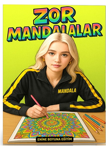Zor Mandalalar Boyama Kitabı (Arkası Boş – Spiralli)