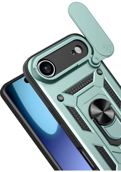 Nrzsnt Newface Apple Iphone 17 Air Pars Lens Yüzüklü Silikon - Yeşil modelleri