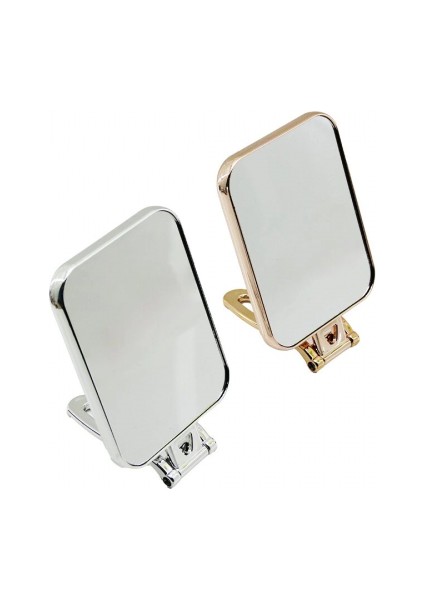 Dikdörtgen 15X11.5CM Makyaj Aynası Çift Taraflı Bronz - Gümüş Pls.çerçeve Katlanır Ayaklı (5324)