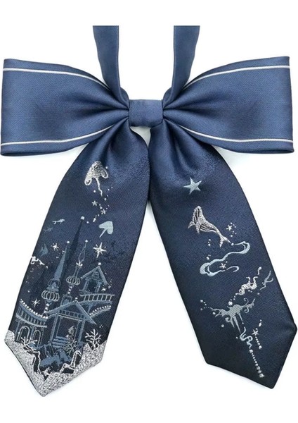 Simli Lacivert Kadın Papyon